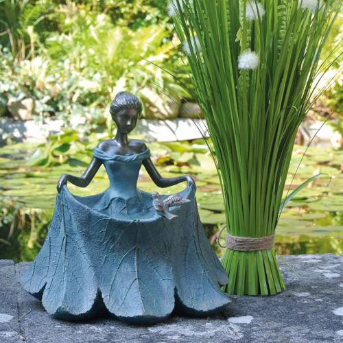 Product Bird bath garden figure girl in flower dress H33.5cm