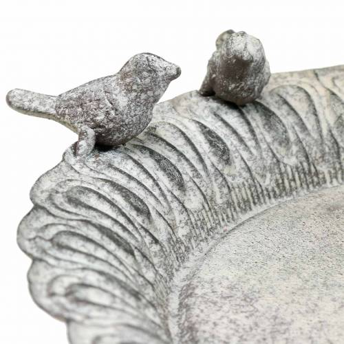 Floristik24 Bird bath on base metal gray, white washed Ø28.3cm H26.5cm