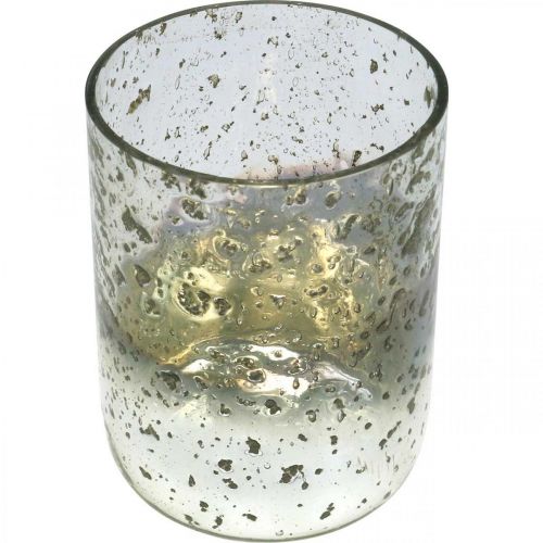 Product Candle glass two-tone glass vase lantern clear, silver H14cm Ø10cm