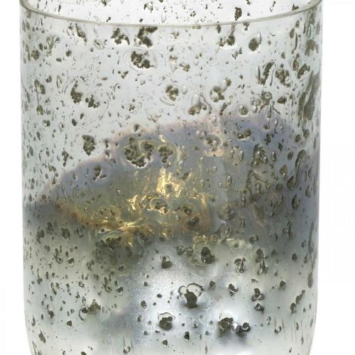 Floristik24 Candle glass two-tone glass vase lantern clear, silver H14cm Ø10cm