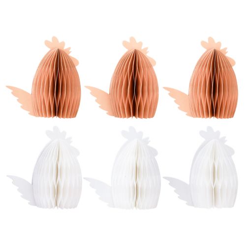 Floristik24 Honeycomb chicken table decoration Easter white orange 11×6.5×12cm 6pcs