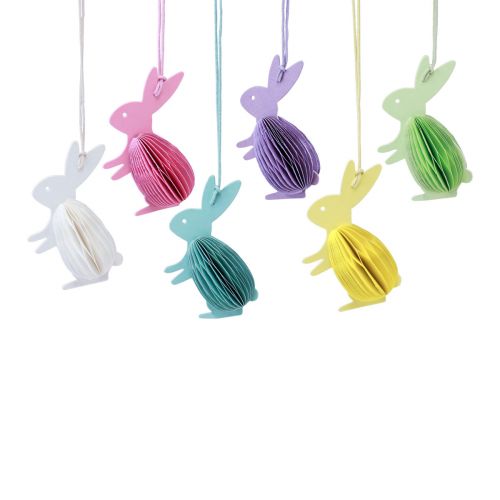 Honeycomb Easter bunnies standing for hanging colored 5×3×8cm 6pcs