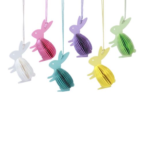 Product Honeycomb Easter bunnies standing for hanging colored 5×3×8cm 6pcs