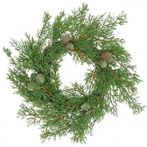Floristik24 Artificial juniper wreath, juniper wreath, cones Ø25cm