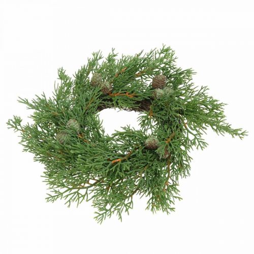 Floristik24 Artificial juniper wreath, juniper wreath, cones Ø25cm