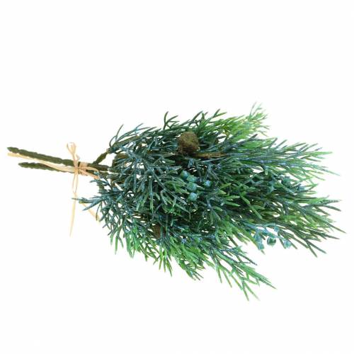 Product Decorative branch juniper with cones green, blue washed 25cm 2 pcs