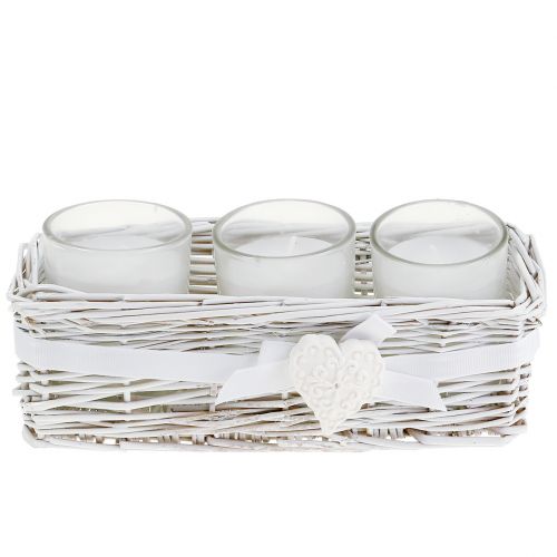 Product Wax glass in white tray white set