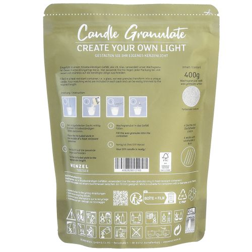 Floristik24 Candle sand white wax granules for candles with wick 400g