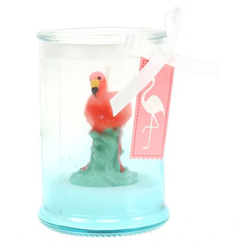 Floristik24 Lantern glass with flamingo candle 9cm