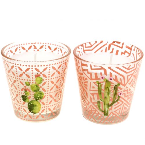 Floristik24 Wax candle in glass cactus Ø6.5cm 2pcs