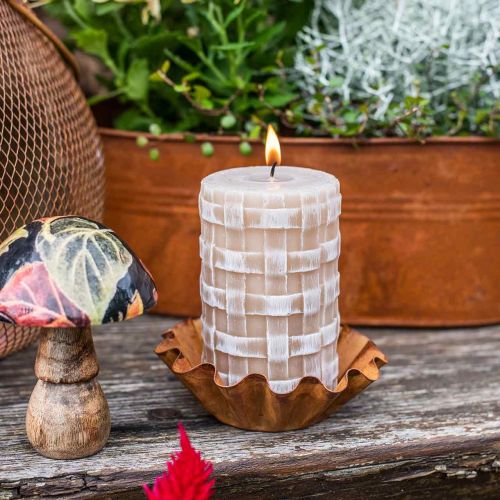Product Rustic wax candles, brown pillar candles, braided candles 110/65 2pcs