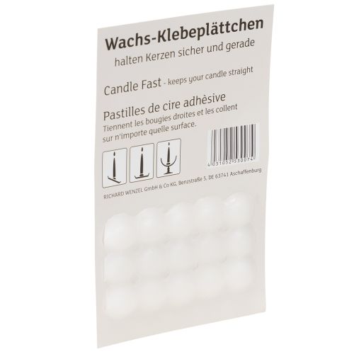 Floristik24 Wax Adhesive Pads for Candles Adhesive Pads White 15 Pcs