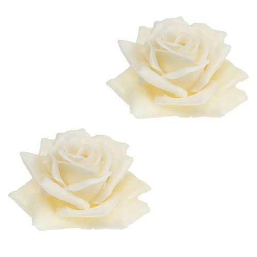 Wax rose Ø10cm cream 6pcs