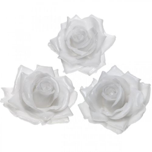 Floristik24 Wax rose white Ø10cm Waxed artificial flower 6pcs