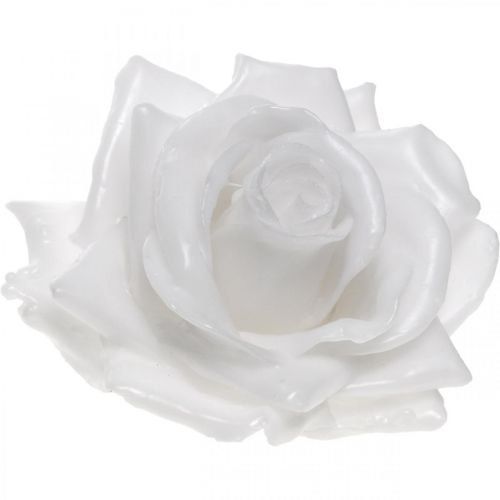 Floristik24 Wax rose white Ø10cm Waxed artificial flower 6pcs