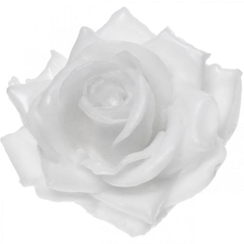 Floristik24 Wax rose white Ø10cm Waxed artificial flower 6pcs