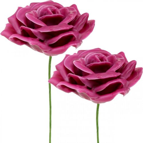 Product Wax roses deco roses wax pink Ø8cm 12p