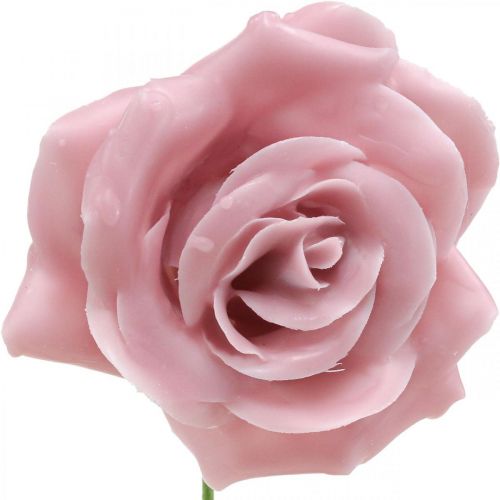 Product Wax roses deco roses wax pink Ø8cm 12p