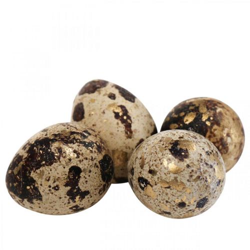 Floristik24 Quail Eggs Deco Blown Eggs Nature/Gold 3cm 12pcs