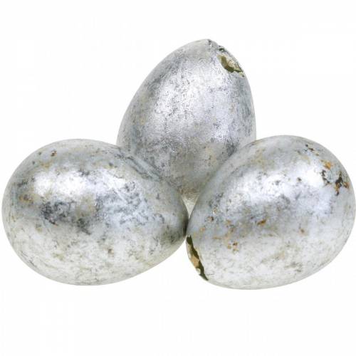 Floristik24 Quail Egg Decoration Silver Empty 3cm Easter Decoration 50pcs