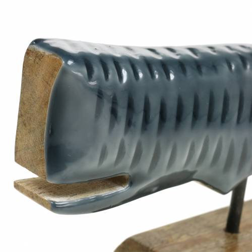 Floristik24 Wooden decoration whale with base gray, natural 26cm