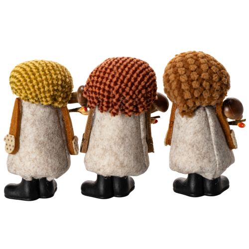 Set of 3 Scandinavian Gnome Figures with Beards and Hats, 10cm, Felt and Plastic | Floristik24.co.uk