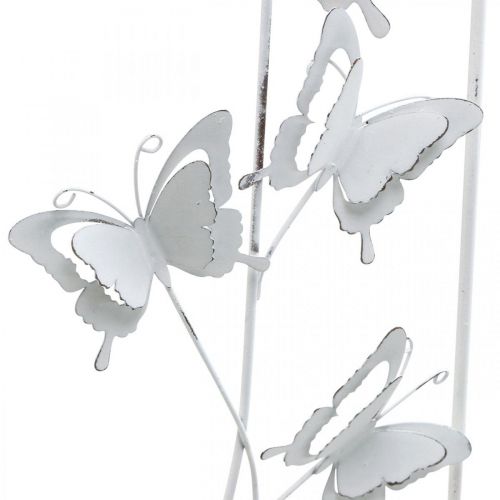 Product Butterfly Hanging Art Spring Metal Wall Art Shabby Chic White Silver H47.5cm