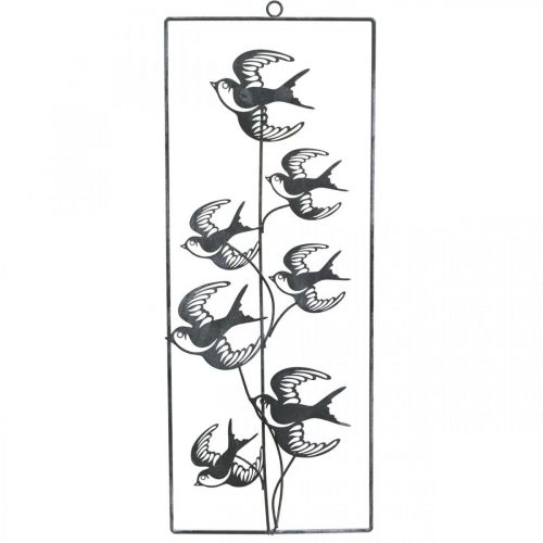 Product Metal decoration for hanging, swallows, wall decoration Silver, washed white H47.5cm