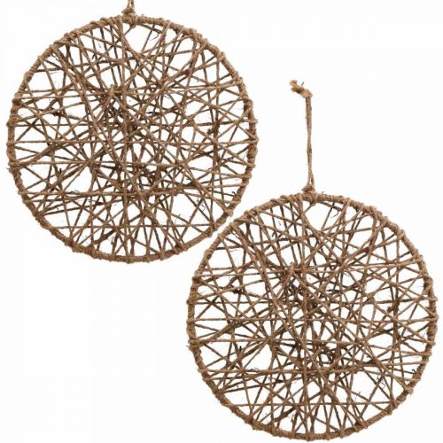Wall decoration boho style, decorative ring jute ribbon Ø28.5cm 4pcs