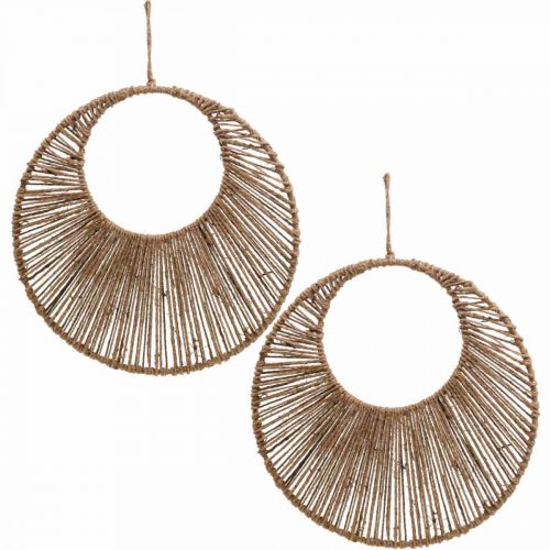 Wall decoration boho style, decorative ring jute ribbon Ø38.5cm 2pcs