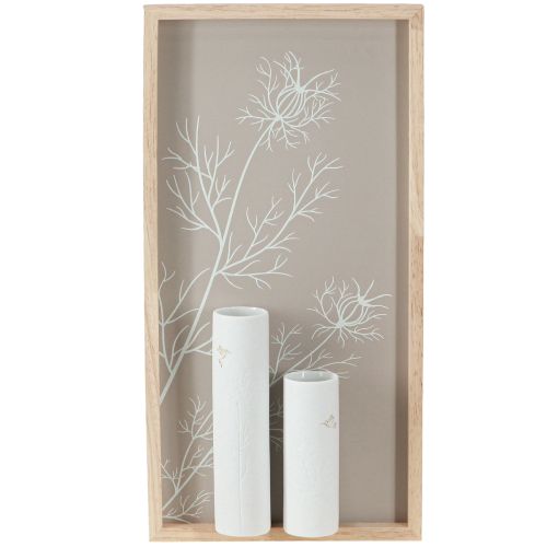 Wall Decoration Mural Wood Mini Vases Ceramic White H35cm