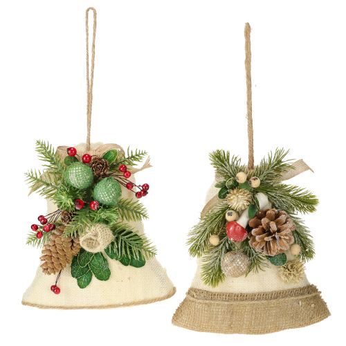 Product Wall decoration Christmas bell jute assorted H20cm 2pcs