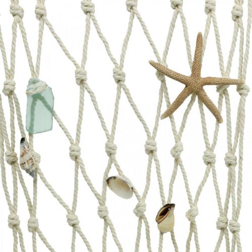 Floristik24 Fishing net with flotsam, maritime shell decoration, wall decoration L95cm W50cm