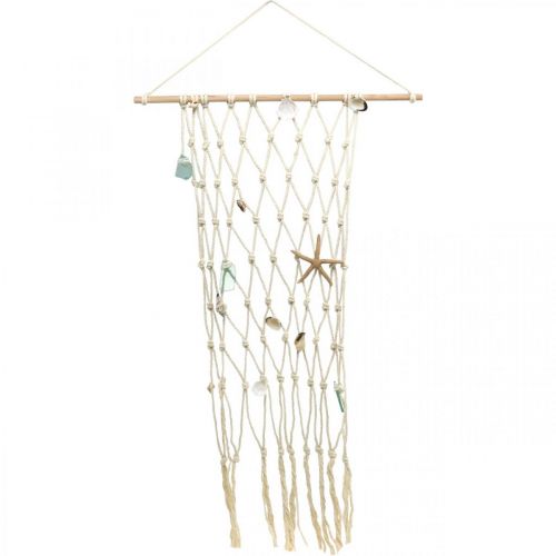 Floristik24 Fishing net with flotsam, maritime shell decoration, wall decoration L95cm W50cm