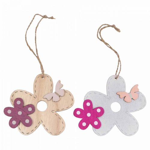 Wall decoration wood flower butterfly white pink 10×9cm 8pcs