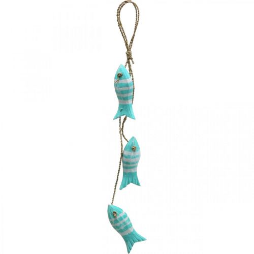 Floristik24 Maritime deco hanger wooden fish to hang small turquoise L31cm