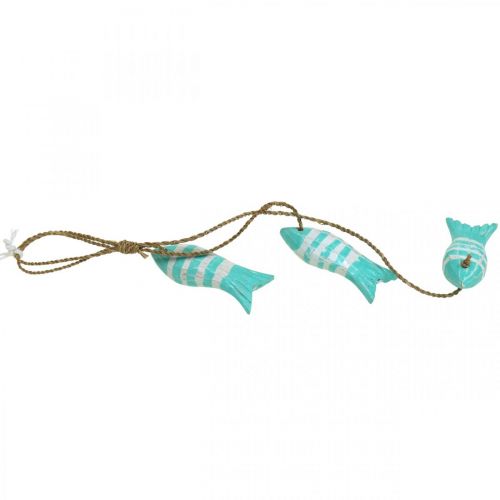 Floristik24 Maritime deco hanger wooden fish to hang small turquoise L31cm