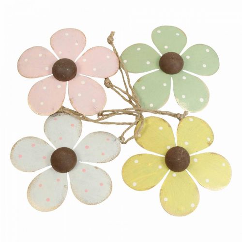 Floristik24 Wall decoration metal flower door decoration white pink green yellow 10cm 4pcs