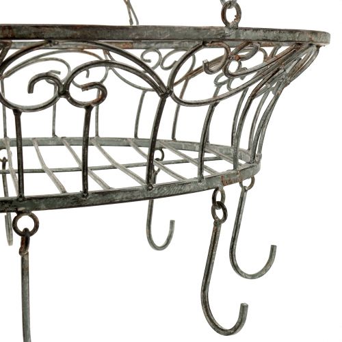 Product Metal basket decorated to hanging 63cm gray-brown
