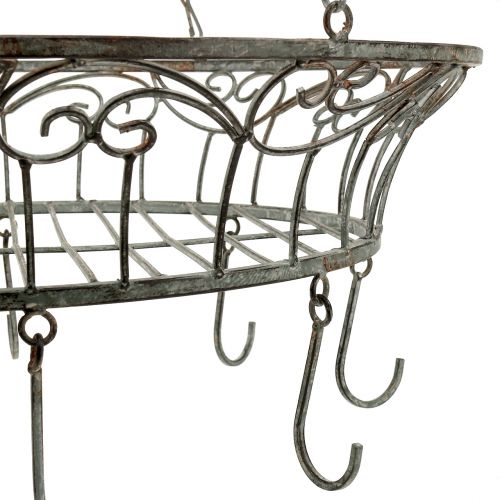 Floristik24 Metal basket decorated to hanging 63cm gray-brown