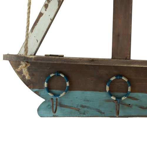 Product Wall shelf ship maritime decoration wooden coat rack 62×14cm H75cm