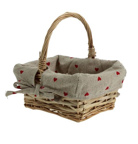 Floristik24 Wicker basket with fabric inlay 15x11,5cm