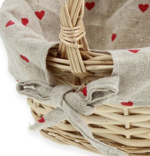 Floristik24 Wicker basket round with fabric inlay 14 cm
