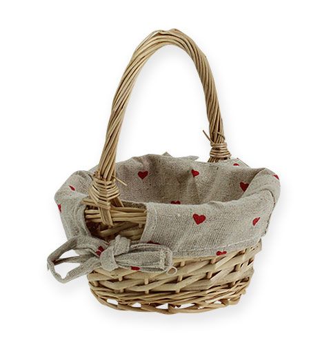Floristik24 Wicker basket round with fabric inlay 14 cm