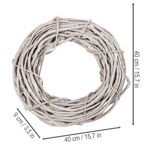Wicker Wreath Decorative Whitewashed Twig Ring 40cm | Floristik24.co.uk