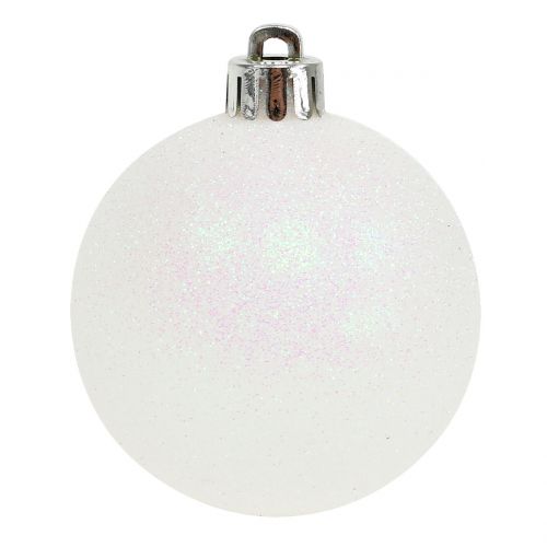 Product Christmas ball white iridescent Ø3,5cm - Ø5,5cm 30pcs