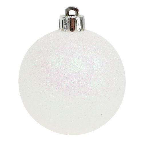 Floristik24 Christmas ball white iridescent Ø3,5cm - Ø5,5cm 30pcs