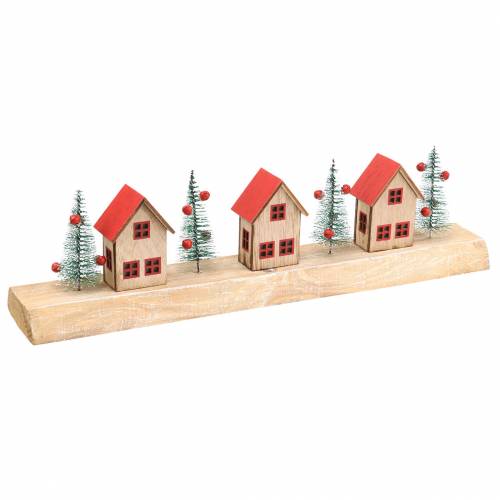 Floristik24 Christmas village with LED lighting natural, red wood 40 × 10.5 × 7cm