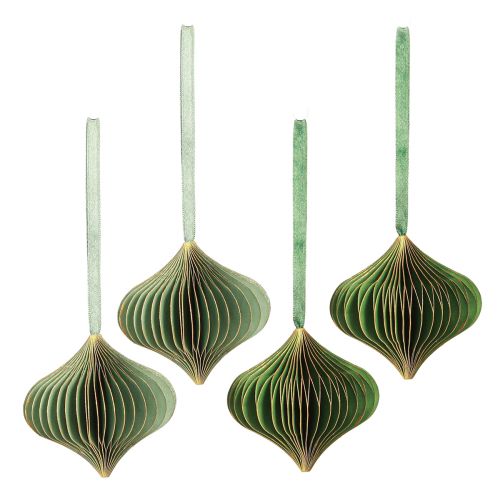 Product Christmas Decoration Paper Green Gold Ø8cm 4 pcs