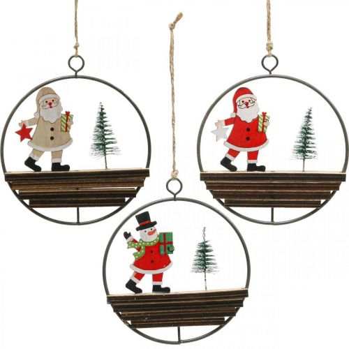 Christmas pendant Santa Claus snowman Ø12cm 3pcs